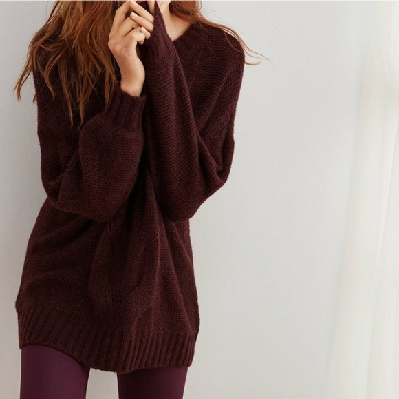 aerie Sweaters - Aerie 🐑 Wool Blend Oversized Happy Place Cable